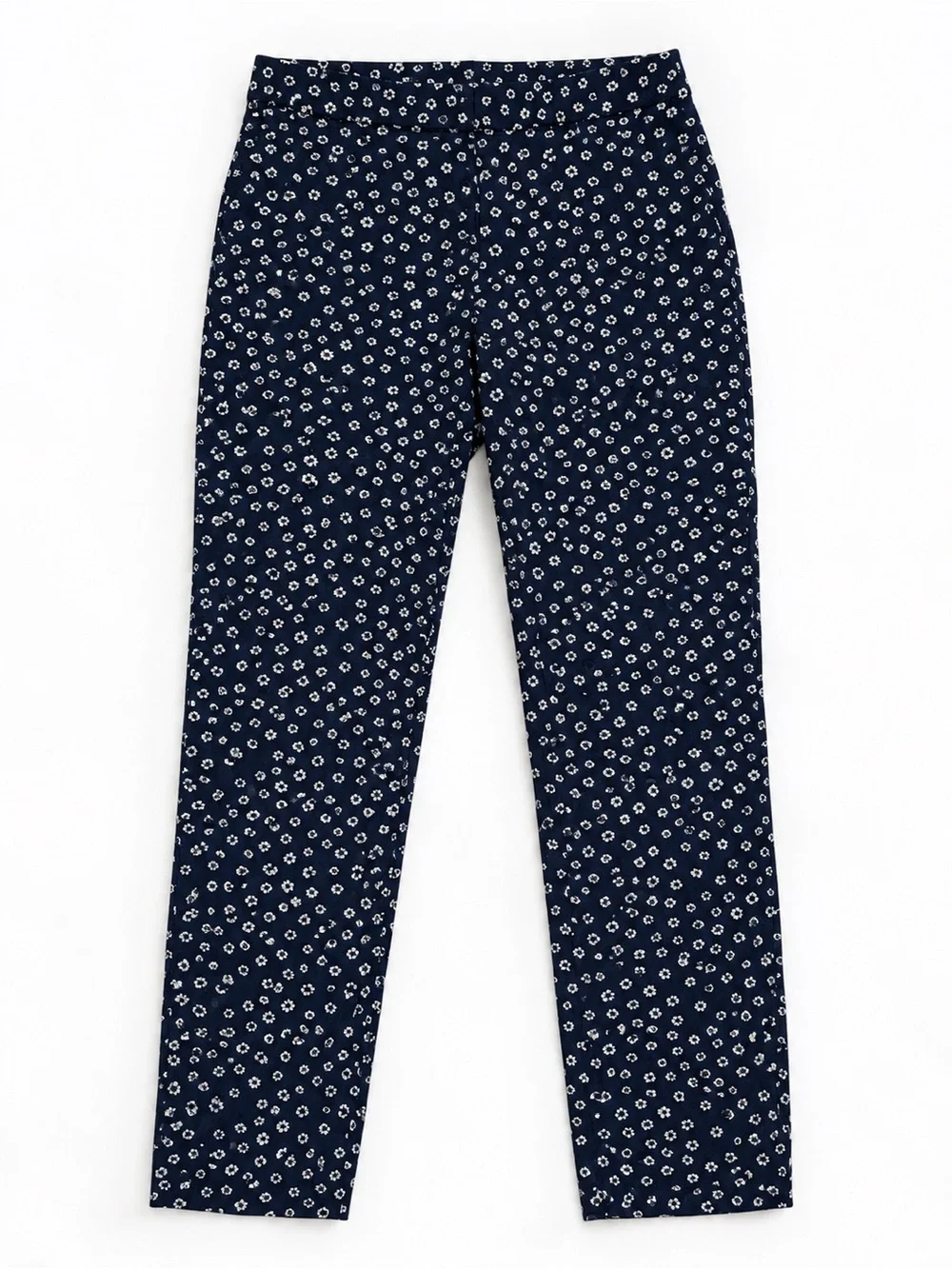 J. Crew Navy Floral Cropped Skinny Leg Pants Size 6